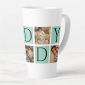 Modern Daddy Photo Collage - Aangepaste Vaderdag | Latte Mok (Rechterhoek)