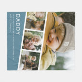 Modern Daddy Photo Strip Collage Blue Fleece Deken (Voorkant (Horizontaal))