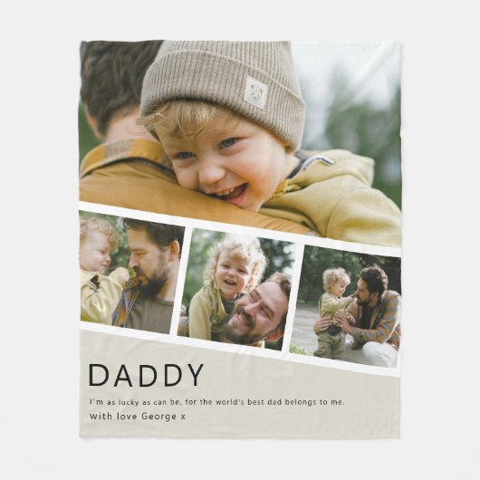 Modern Daddy Photo Strip Collage Fleece Deken (Voorkant)