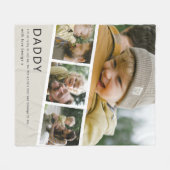Modern Daddy Photo Strip Collage Fleece Deken (Voorkant (Horizontaal))