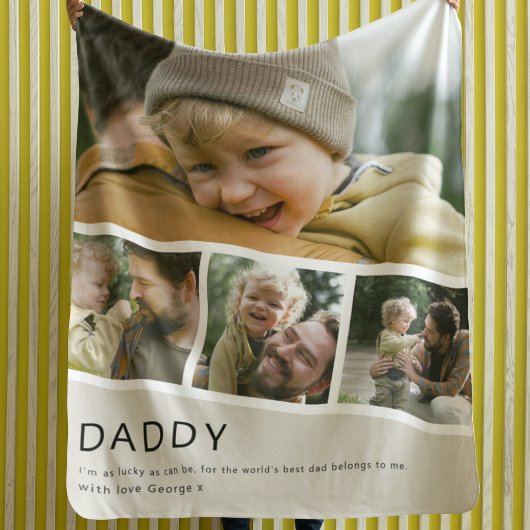 Modern Daddy Photo Strip Collage Fleece Deken
