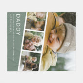 Modern Daddy Photo Strip Collage Green Fleece Deken (Voorkant (Horizontaal))