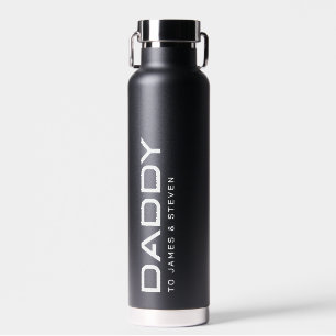 Modern daddy vaderdag kinder namen zwart waterfles