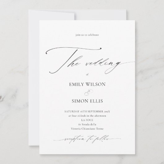 Modern Dainty Calligraphy Wedding Invitation (Devant)