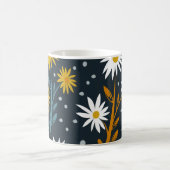 Modern Daisies Pattern on Dark Blue Koffiemok (Center)