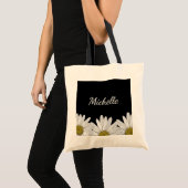 Modern Daisies Rustic Floral Black White Tote Bag (Voorkant (product))
