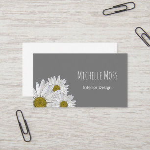 Modern Daisies Trendy Botanical Gray Visitekaartje