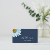 Modern Daisy Botanical Navy Blauw Visitekaartje (Staand voorkant)