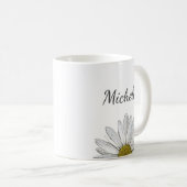 Modern Daisy Elegant Floral Personalized Koffiemok (Voorkant rechts)
