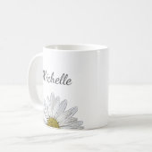 Modern Daisy Elegant Floral Personalized Koffiemok (Voorkant links)