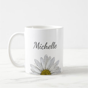 Modern Daisy Elegant Floral Personalized Koffiemok