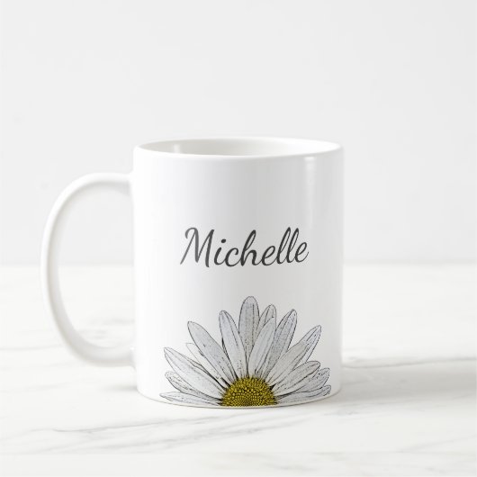 Modern Daisy Elegant Floral Personalized Koffiemok (Links)