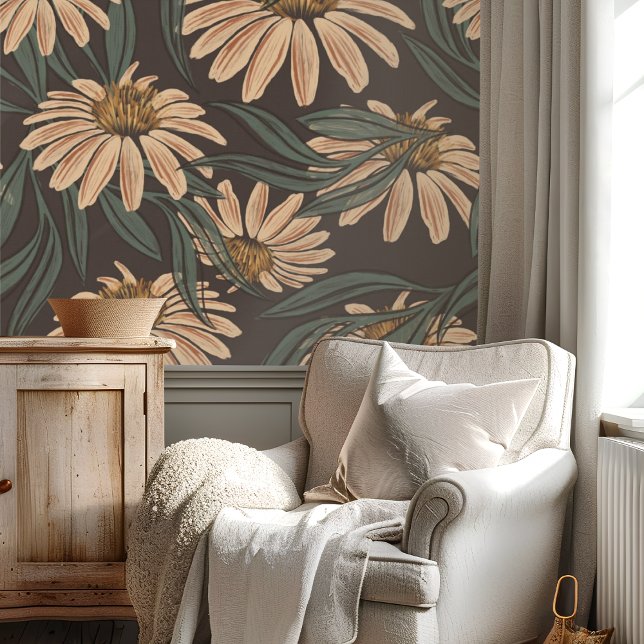 Modern Daisy Floral Pattern Behang (Creator heeft geüpload)