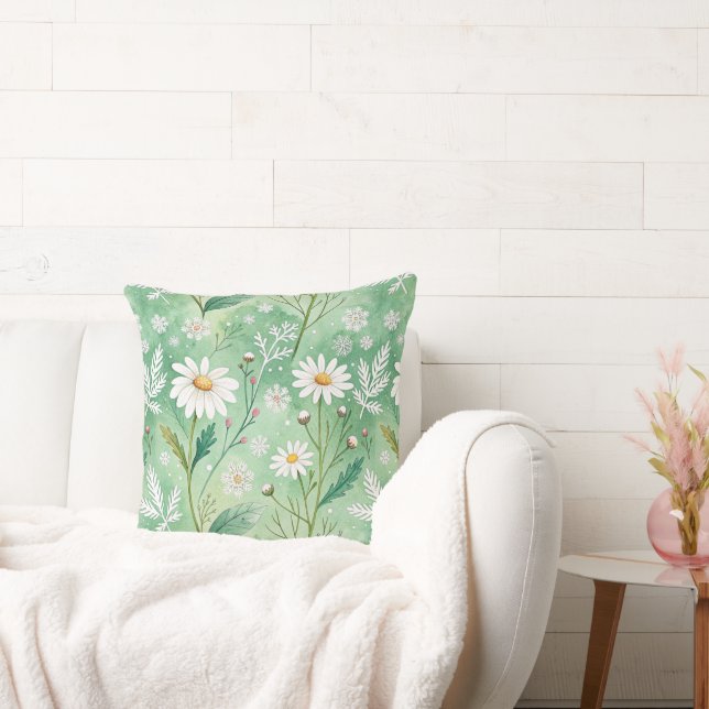 Modern  Daisy Flowers Winter pattern Kussen (Bank)