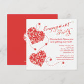 Modern Daisy Hearts Engagement Party Kaart (Voorkant / Achterkant)