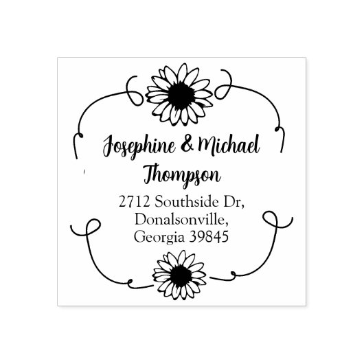 Modern Daisy Return-adres Rubberstempel (Afrduk)