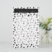 Modern Dalmatian Print & Name Briefpapier (Staand voorkant)