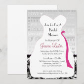 Modern Damask Bridal Shower Invitations Kaart (Voorkant / Achterkant)