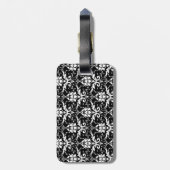 Modern Damask Floral Pattern Personalized Bagagelabel (Achterkant verticaal)