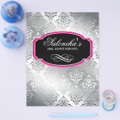 Modern Damask Real Estate Flyer Black Silver (Enkel)