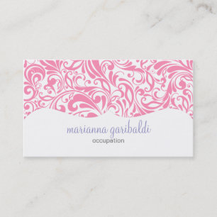Modern Damask roze gepersonaliseerd Visitekaartje