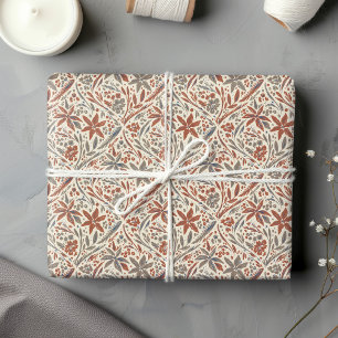 Modern Damast Autumn Floral Wrapping Paper Cadeaupapier