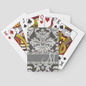 Modern damast patroon - houtskool en grijs pokerkaarten (Achterkant)