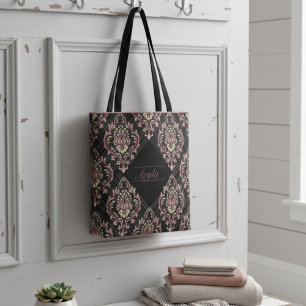 Modern damast Roos goud en glitter Draagtas