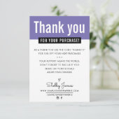 MODERN DANK U aankoop insert paarse Bedankkaart (Staand voorkant)