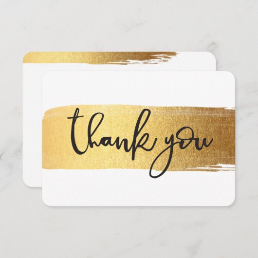 MODERN DANK U chique hand geletterde gouden borste Bedankkaart (Voorkant / Achterkant)