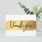 MODERN DANK U chique hand geletterde gouden borste Bedankkaart (Staand voorkant)