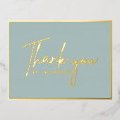 Modern Dank u Handgeschreven Manuscript Stusty Blu Folie Feestdagen Briefkaart (Voorkant)