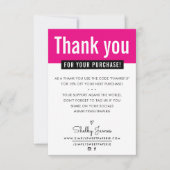 MODERN DANK U klant aankoop insert roze Bedankkaart (Voorkant)