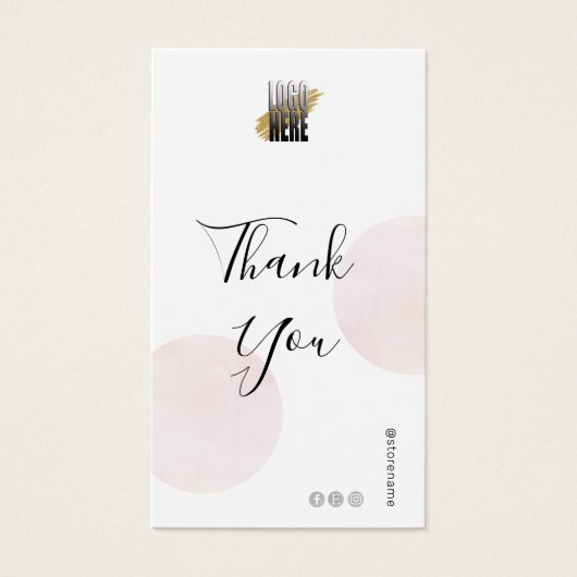 Modern Dank u met Logo en QR Code Roze Visitekaartje (Voorkant)