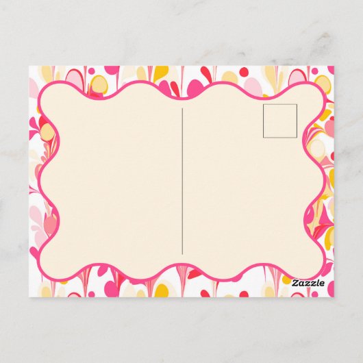 Modern Dank u Retro Abstract Roze Briefkaart (Achterkant)