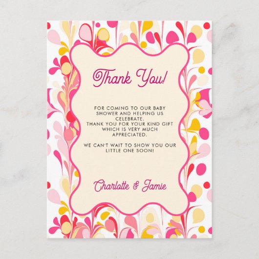 Modern Dank u Retro Abstract Roze Briefkaart (Voorkant)