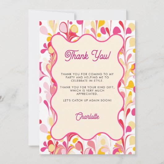 Modern Dank u Retro Abstracte Roze Kaart (Voorkant)