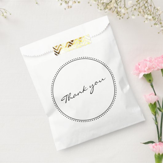 Modern dank u script belettering gestippelde rand bedankzakje (Gezegeld)