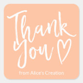 Modern dank u script bestel minimale perzik vierkante sticker (Voorkant)