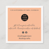 Modern dank u script bestel minimale perzik vierkante visitekaartje (Achterkant)