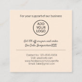 Modern dank u script bestellen Natural Cream Vierkante Visitekaartje (Achterkant)