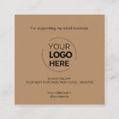 Modern dank u script minimaal bruin kortingskaartje (Achterkant)