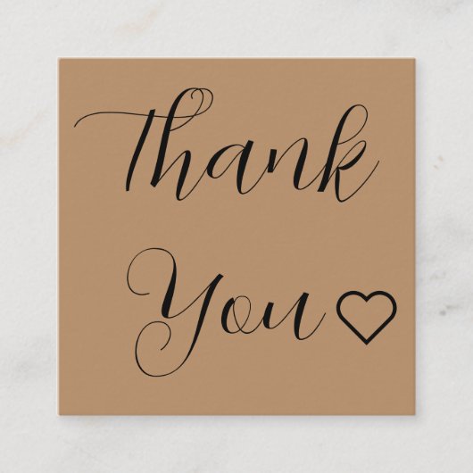 Modern dank u script minimaal bruin kortingskaartje (Voorkant)