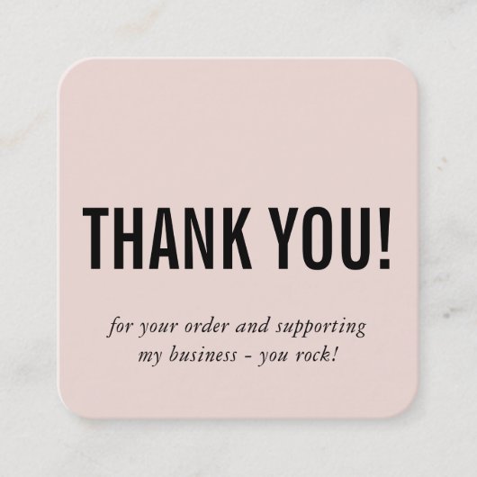 MODERN DANK U UW eenvoudige minimale wazige roze Vierkante Visitekaartje (Voorkant)