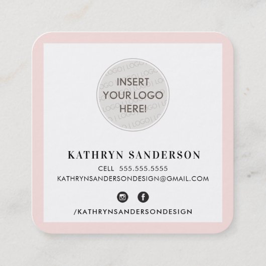 MODERN DANK U UW eenvoudige minimale wazige roze Vierkante Visitekaartje (Achterkant)