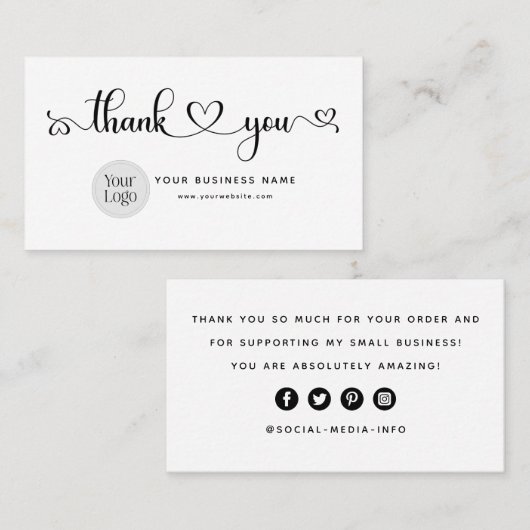 Modern dank u voor uw bestelling Visitekaartje (Voorkant / Achterkant)