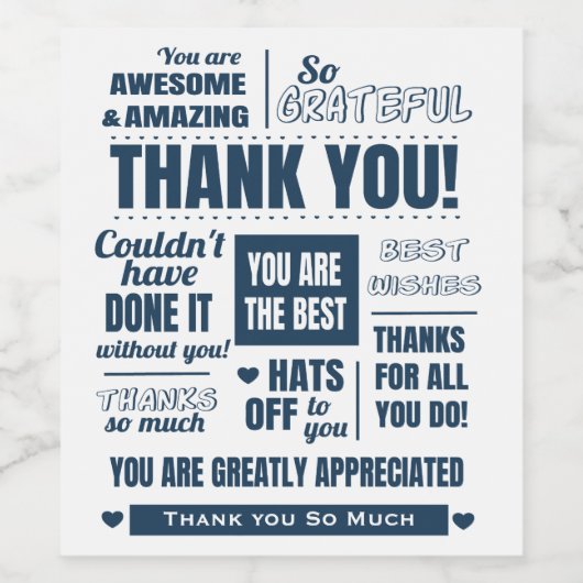 Modern dank u waardering wijn etiket (Enkel label)