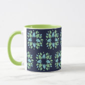 Modern Dark Blue Green Floral Pattern Mok (Links)