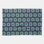 Modern Dark Blue Green Floral Pattern Theedoek (Horizontaal)