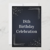 Modern Dark Blue & Silver 18th Birthday Invitation (Dos)